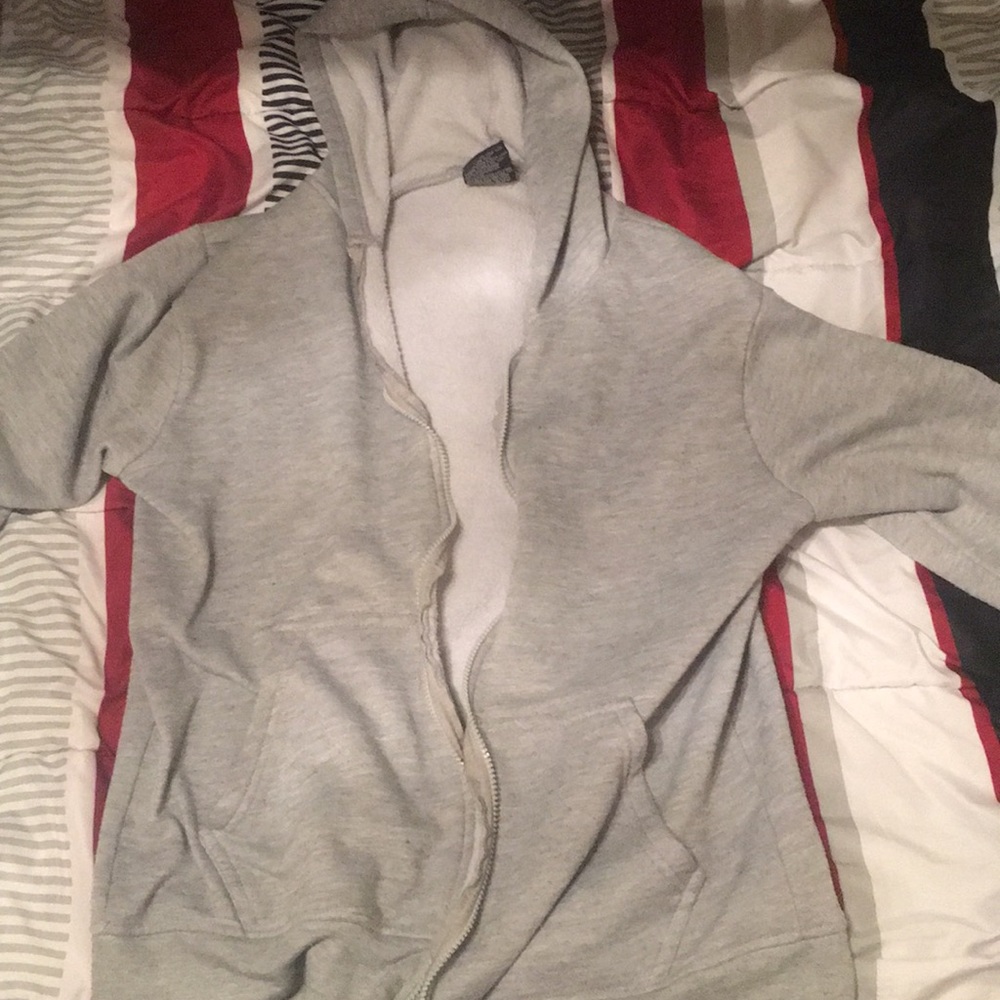 Gray polyester zip-up sweater Medium